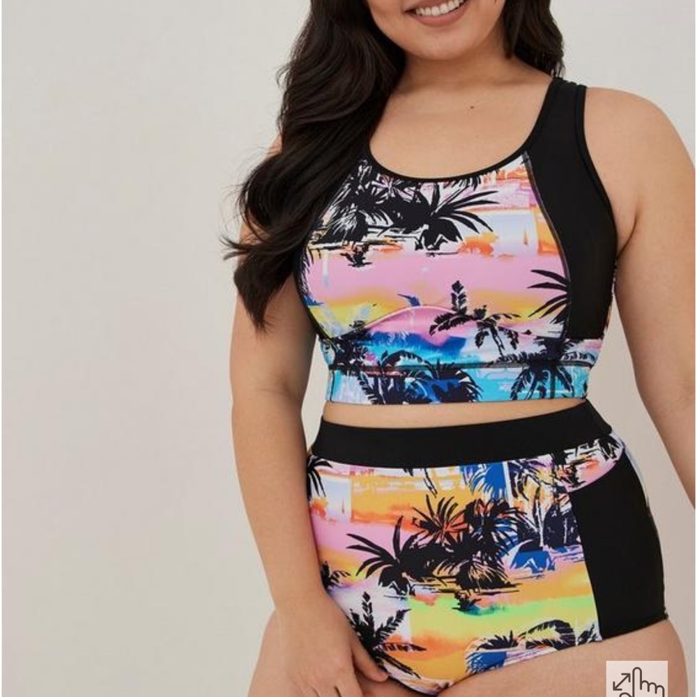 Torrid Active Wireless Racerback Bikini Top & High Rise Swim Bottom - Picture 2 of 6